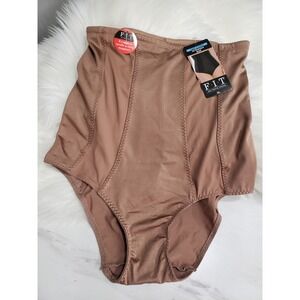 NEW - F.I.T Light Control High Waisted‎ Brief XL 175676-BRN brown beige
